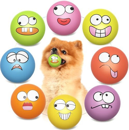 Squeaky Dog Toys Soft Latex Rubber Squeaky Dog Balls for Puppy Small Pet Dogs (8 Pack) (Round Balls) by HDSX
