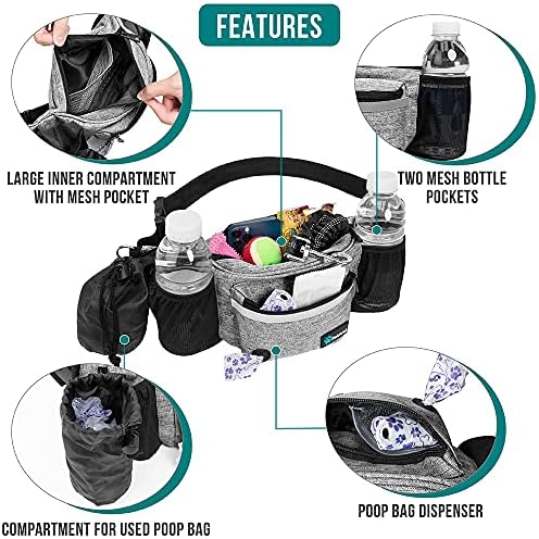 PetAmi Dog Fanny Pack, Treat Pouch for Dog Walking Training, Light Gray - Image 3