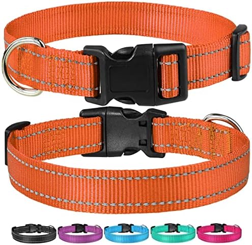 Reflective Dog Collar, Puppy Collar with Buckle Adjustable, Orange XL - Image 6