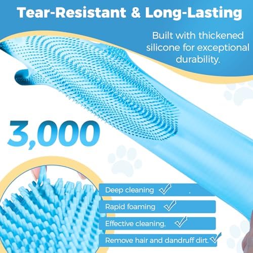 Pet Grooming Gloves, Dog Washing Gloves with Silicone Teeth, Dog Bathing Shampoo Brush, Heat Resistant Five-Finger Design for Bathing, Massaging, Hair Removal, Suitable for Dogs and Cats - Image 4