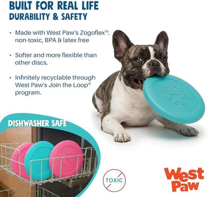 WEST PAW Zogoflex Zisc Dog Flying Disc, High Flying Aerodynamic Disc for Dogs Puppy – Lightweight, Floatable Disc for Fetch, Tug of War, Catch, Play – Doubles as Food/Water Bowl, Small 6.5", Geranium - Image 3