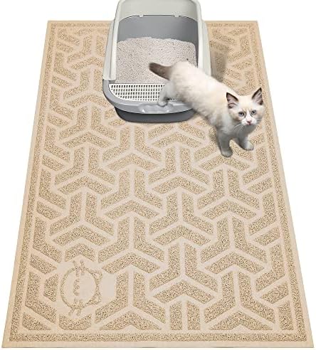 UPSKY Waterproof Cat Litter Mat Large 35" x 24" Soft on Kitty Paws, Beige by UPSKY