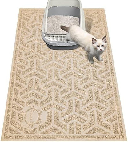 UPSKY Waterproof Cat Litter Mat Large 35" x 24" Soft on Kitty Paws, Beige by UPSKY