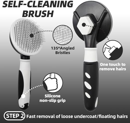 Dog Brush for Shedding, 7 PCS Dog Grooming Brush Kit, Undercoat Rake, Slicker Brush, Deshedding Comb, Bath Brush, Nail Clipper for Long & Short Haired Dogs & Cats, Black - Image 3