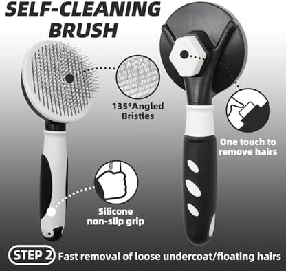 Dog Brush for Shedding, 7 PCS Dog Grooming Brush Kit, Undercoat Rake, Slicker Brush, Deshedding Comb, Bath Brush, Nail Clipper for Long & Short Haired Dogs & Cats, Black - Image 3