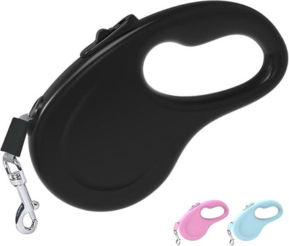 Retractable Dog Leash, 16Ft/5M Light Weight Retractable Leash for Small Medium Dogs/Cats Up to 50lbs, Strong Nylon Tape 360° Tangle-Free One-Hand Brake (Black)