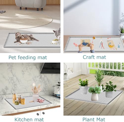 Cat Litter Mat for Litter Box, Silicone Large Cat Litter Trapping Mat - 28x22 in, Waterproof & Non-Slip, Durable & Easy Clean, Light Gray - Image 6