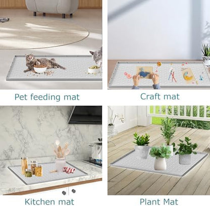 Cat Litter Mat for Litter Box, Silicone Large Cat Litter Trapping Mat - 28x22 in, Waterproof & Non-Slip, Durable & Easy Clean, Light Gray - Image 6