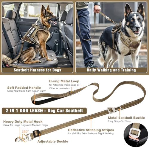 Tactical Dog Harness and Leash Set with 10 Patches for Large Dogs - Image 2