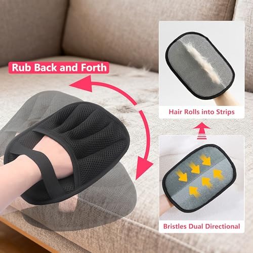 2PCS Pet Hair Removal Glove,5-Finger Magic Brush Pet Hair for Cats & Dogs,Reusable Electrostatic Pet Hair Remover Glove for Couch, Carpet, Car Seat - Image 4