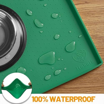 Hubulk Dog Feeding Mat,100% Waterproof Food Grade Silicone Pet Food and Water Bowl Placemat,Dishwasher, High Raised Edge to Prevent Spills,Nonslip Tray to Stop Messes on Floor（24"x16"x0.5",Hunter ） - Image 5