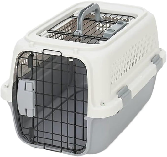 Cat and Dog Bags Pet Air Box with Skylight Pet Checked Box Outing Portable Box Cat Cage Dog Car Transport Box Air Box Pet Travel Bags(G,B)