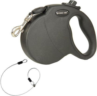 13Ft Chew Proof Retractable Dog Leash Anti-Chewing Wire Ropes Hands-Free Adjustable Safety Lock Durable Nylon Belt for Small Dogs Black S