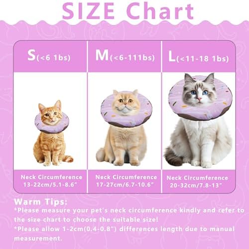 Seyezo Cat Cone Collar Soft, Adjustable Cat Recovery Cone Waterproof Purple - Image 2