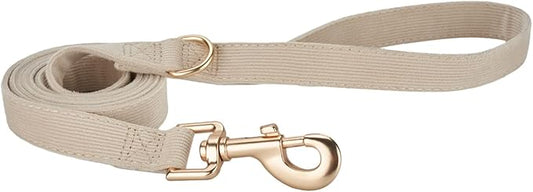 Soft Corduroy Fibric Dog Leash, 5 Feet Length Lead with Heavy Duty Rotating Hook, for Medium Large Dogs.(M,White)