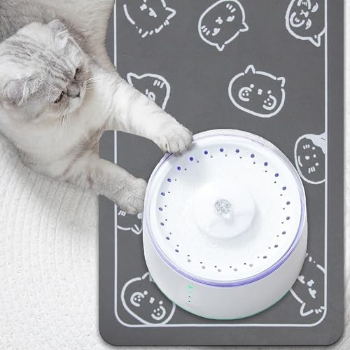YCT Cat Food Mat for Pet Dog Feeting Mats, Cat Mat for Food and Water, Non-Slip Super Absorbent, with Multiple cat Heads Logo，18.1 x 11.8 inches, Dark Grey (Pack of 2) - Image 7