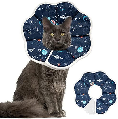 Depets Cat Cone Soft, Adjustable Recovery E-Collar for Pet Neck Size 9.5 in by Depets
