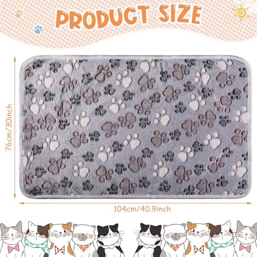 Tatuo 4 Pack Fleece Dog Blanket for Pet,Gray,41 x 30 Inch,Paw - Image 2