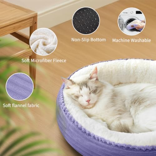 Zerbuger 20in Violet Round Dog Bed Sofa for Dogs Cats, Machine Washable - Image 5