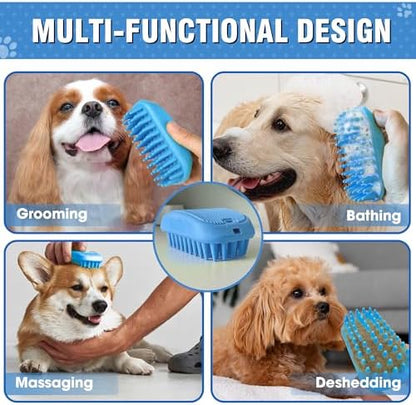 Dog Shampoo Brush & Dog Shower Brush, Upgraded Pet Grooming Bath Brush with Soft Silicone Bristles, Adjustable Handle Massage Comb for Long & Short Hair Dogs and Cats - Image 4