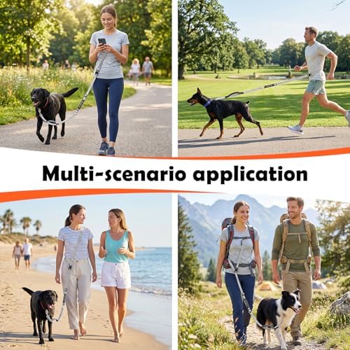 XiaZ Hands Free Dog Leash,Versatile Crossbody Dog Leash,5.9-7.9 FT Waist Belt with Double Handles for Small Medium and Large Dogs Walking, Running and Jogging, Gray - Image 5