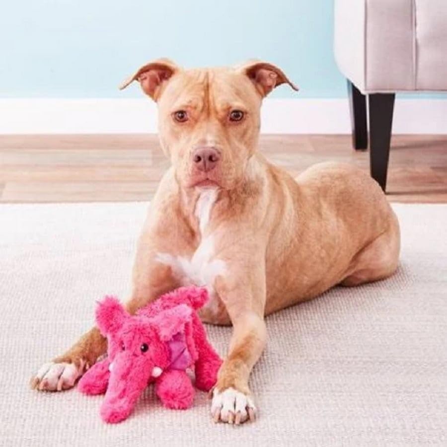 KONG Cozie Plush Dog Toy with Squeaker (Elmer The Elephant, Medium) - Image 2