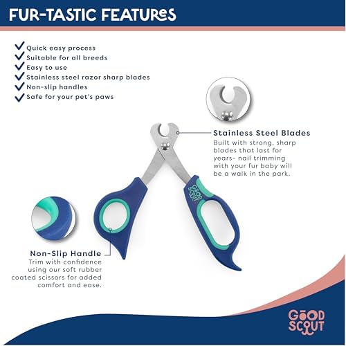 Good Scout Medium Pet Nail Clippers, Best Dog Nail Trimmers & Cat Nail Trimmers, Non-Slip Handle Canine Nail Clippers with Stainless Steel Strong Blades for Quick & Easy Nail Trimming, 5.5-Inch - Image 3
