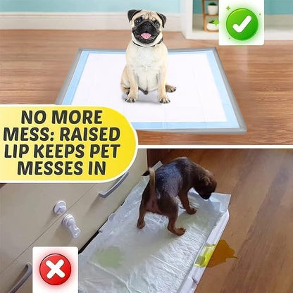 TidyFriend Dog Pad Holder Tray for 36 x 36 Inches Training Pads - Silicon Wee Wee Holder, No Spill Pee Tray for Dogs - Easy to Clean and Store Perfect for Dog Potty (Light Grey)