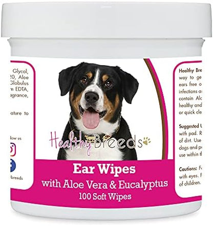 Healthy Breeds Entlebucher Mountain Dog Ear Cleaning Wipes with Aloe & Eucalyptus for Dogs 100 Count by HealthyBreeds