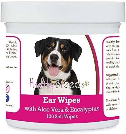 Healthy Breeds Entlebucher Mountain Dog Ear Cleaning Wipes with Aloe & Eucalyptus for Dogs 100 Count by HealthyBreeds