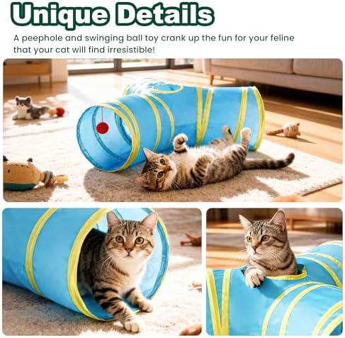 Love's cabin Cat Tunnel for Indoor Cats, 3-Way Collapsible Play Tunnel - Image 7