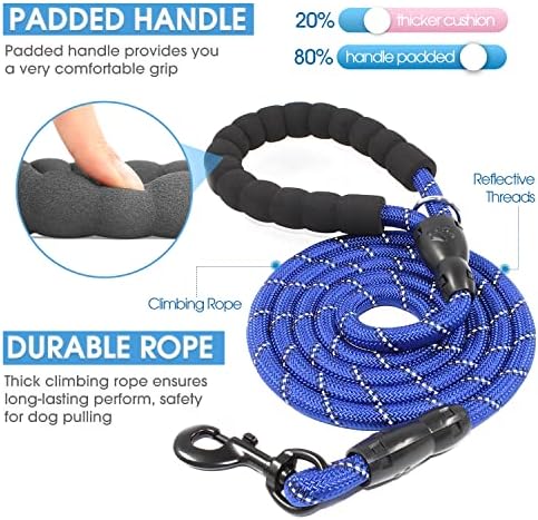 BAAPET 2/4/5/6 FT Dog Leash with Comfortable Padded Handle and Highly Reflective Threads for Small Medium and Large Dogs (6FT-1/2'', Navy Blue) - Image 2