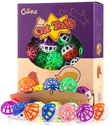CHIWAVA 45PCS 1.6'' Cat Toy Ball with Bell Plastic Lattice Jingle Balls by Chiwava