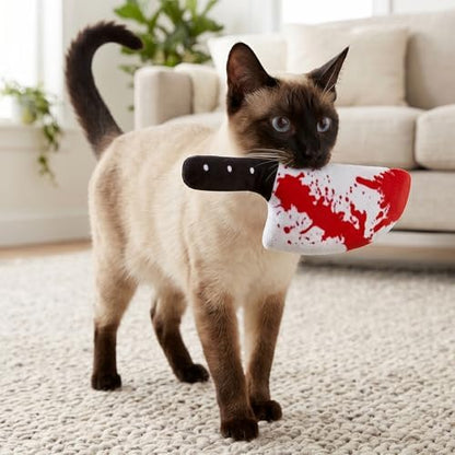 ZooZoo 8PCS Halloween Cat Catnip Toys, Assorted Shapes Plush Set with Crinkle Paper, Durable Bite-Resistant Fabric, Funny Catnip Cat Chew Toys, Interactive Play for Battling, Biting, Chasing (Knives) - Image 4