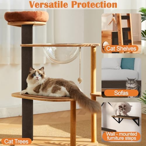 Cat Scratch Furniture Protector - 100" x 17" Trimmable Self-Adhesive Cats Claws Scratch Pads, DIY Cat Climbing Couch Protector for Scratch Post Cat Tree Replacement Indoor (Brown) - Image 6