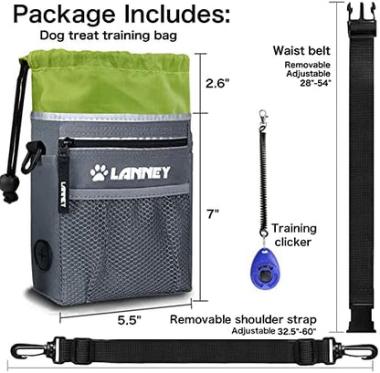 Dog Treat Pouch - 3 Ways to Wear Dog Treat Bag, Dog Training Treat Pouches for Pet Training with Clicker, Shoulder Strap, Adjustable Belt, Poop Bag Dispenser, Easily Carrying Kibble Snacks Pet Toys - Image 2