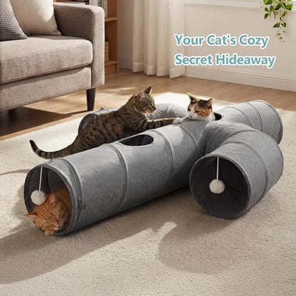 Ownpets Cactus Cat Tunnel 10" with Peek Holes for Indoor Large Cat, Grey - Image 6