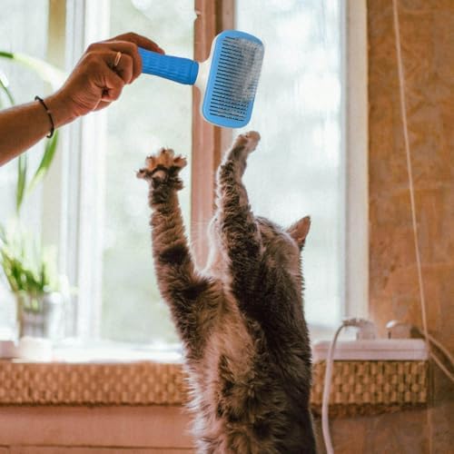 Pet Cleaning Deshedding Brush,Pet Hair Removal Brush for Shedding Massaging Grooming for Small Dogs,Cats,Rabbits(blue) - Image 3