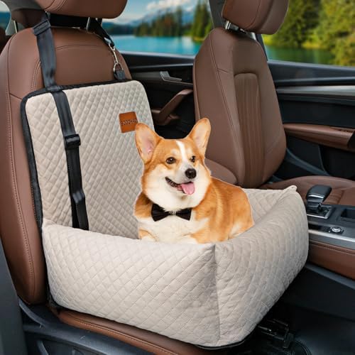 Dog Car Seat Pet Booster Seat Pet Travel Safety Car Seat,The Dog seat Made of Materials is Safe and Comfortable, and can be Disassembled for Easy Cleaning (Off White) by PitPet