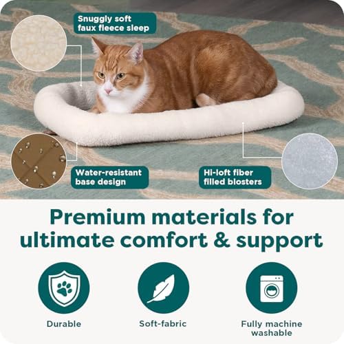 FurHaven Dog Bed for Extra Small Dogs & Cats, Bolster Crate Pad with Soft Supportive Base for Carriers & Kennels, Machine Washable, Extra Small, Sherpa Fleece, Cream - Image 4