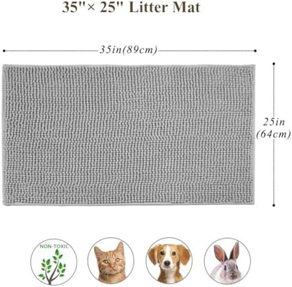 VIVAGLORY Cat Litter Mat Softgrip Litter Trapping Mat, 35"× 25", Grey - Image 5