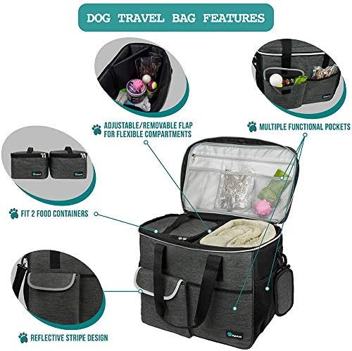 PetAmi Dog Travel Bag Organizer, Pet Supplies Diaper Tote, Dark Gray Large - Image 4
