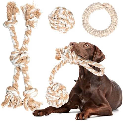 Fida Heavy Duty Dog Rope Toys for Medium Large Dogs, Chew Tug Toys, 4 Pack by Fida
