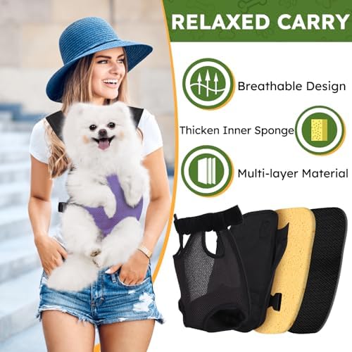 Pet Carrier Backpack, Hands-Free Adjustable Dog Front Carrier Legs Out & Easy-Fit Dog Backpack Carrier for Hiking Camping Traveling Cycling for Small Dogs and Rabbits (Large, Purple) - Image 3