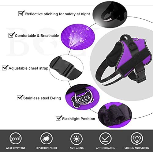 Dog Harness, No-Pull Reflective Dog Vest, Breathable Adjustable Pet Harness with Handle for Outdoor Walking - No More Pulling, Tugging or Choking (Purple, L) - Image 2