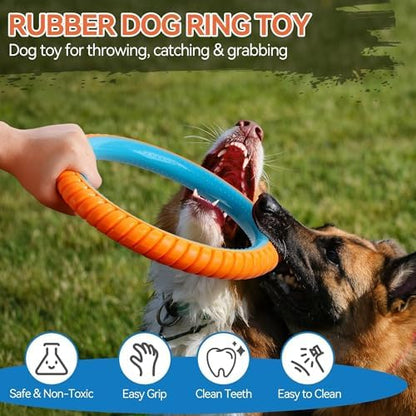 ALL FOR PAWS 10.8" Durable Dog Ring Toy, Interactive Dog Toy for Fetch & Tug of War, Chew-Resistant Rubber Toy for Medium to Large Dogs, Outdoor Toy for Training & Exercise - Image 3