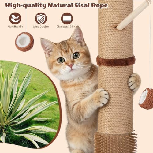 46" Extra Tall Cat Scratching Post with Toy for Large and Adult Indoor Cats - Image 5