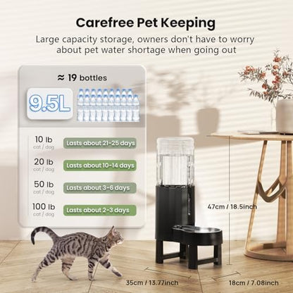 CZPET Gravity Dog Water Bowl Dispenser, Wider Mouth (9.5L+Stand,Black) - Image 3