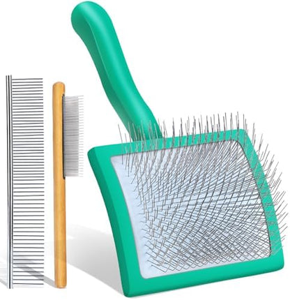 Slicker Brush for Dog, Doodles, Poodles & Long Haired Cats, Green by COZYGIFT