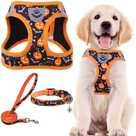 PUPTECK Halloween Dog Harness, Collar and Leash Set No Pull for Small Sized by PUPTECK